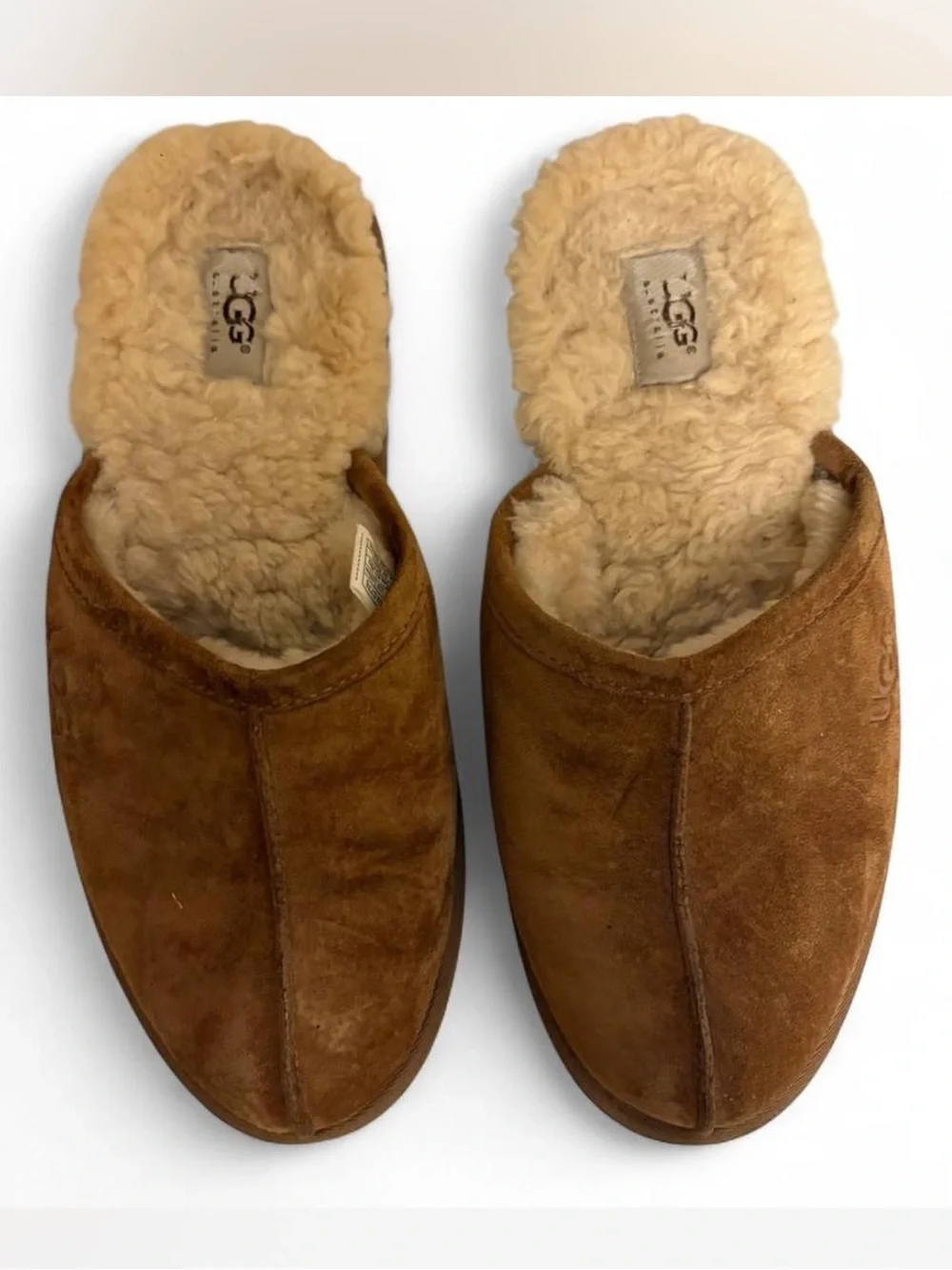 UGG Men’s Chestnut Suede Shearling-Lined Slip-On Slippers